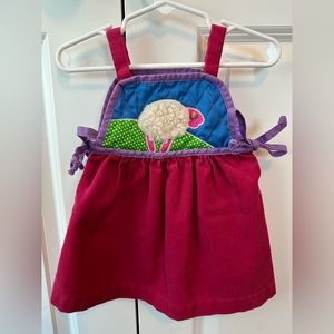 Vintage Ruth Scharf Pink Sheep Corduroy Dress (Size 24 Months)